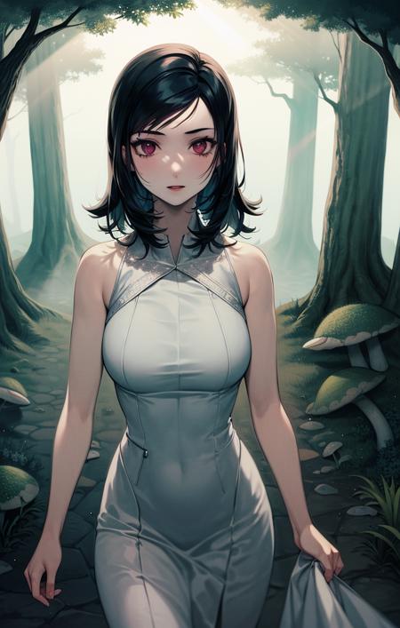 51287-4139640787-masterpiece, illustration, sunshafts, volumetric lighting, maya amano [persona], 1girl, giant mushrooms forest, fog, mist, sceni.png